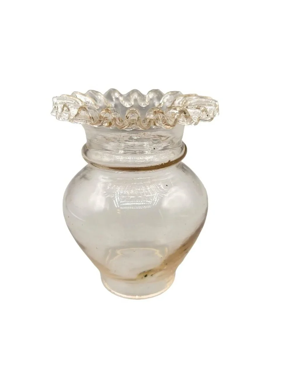 Peach Glass Lamp Shade Vintage Blown Glass Crimped Edge